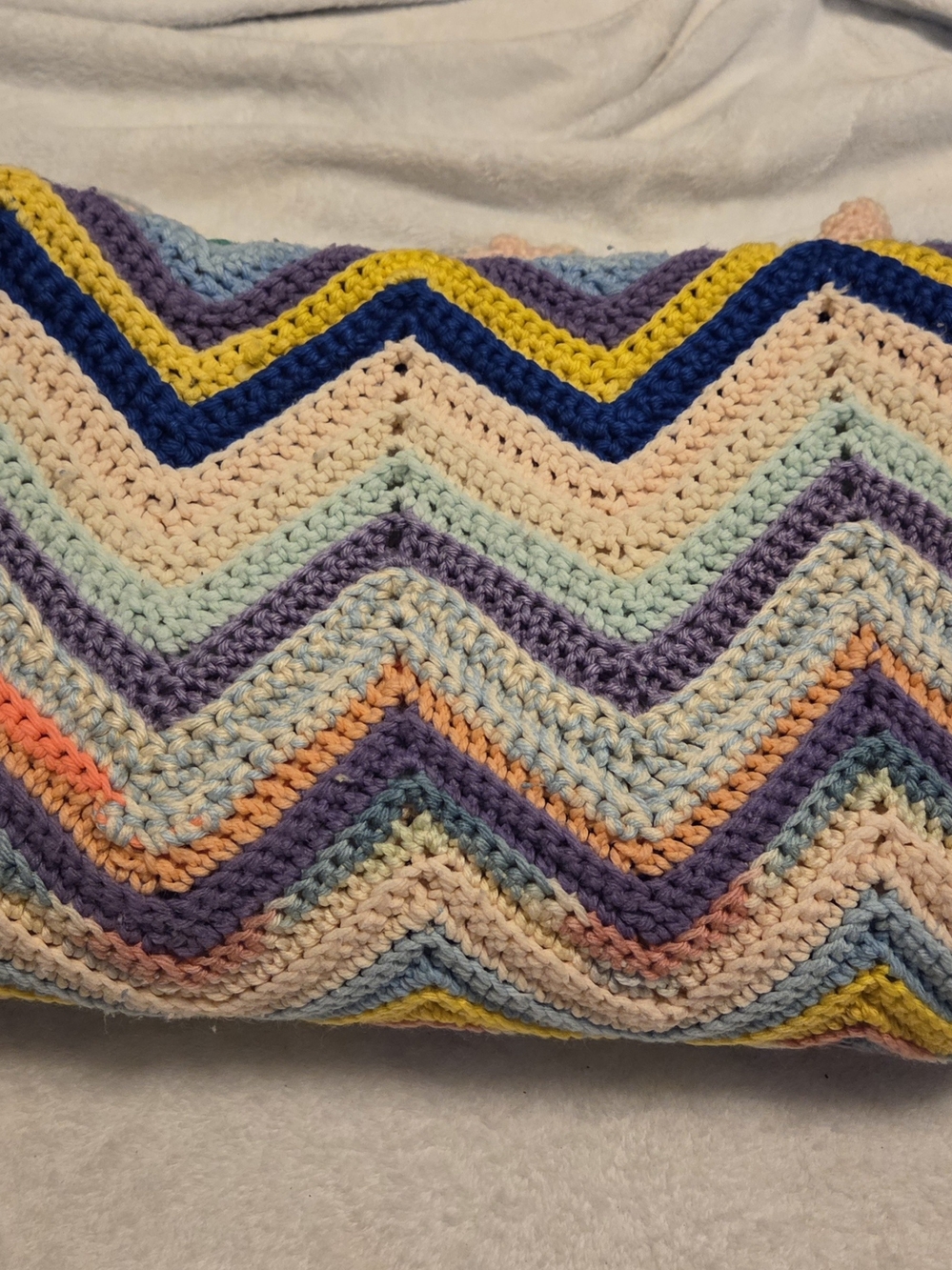 Handcrafted Zigzag Crochet Throw Pillow - Multicolor